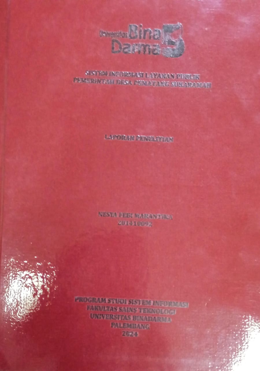 Cover SISTEM INFORMASI LAYANAN PUBLIK PEMERINTAH DESA PEMATANG SUKARAMAH / Nesya Febi Marantika