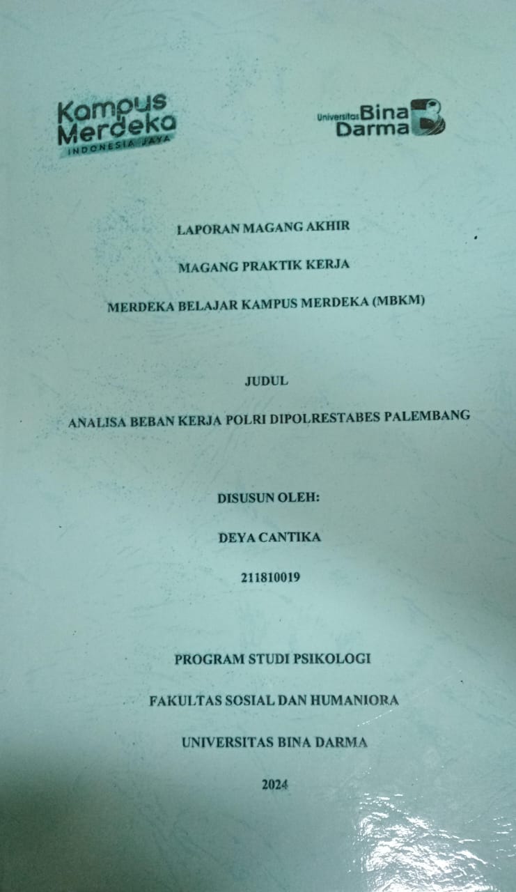 Cover ANALISIS BEBAN KERJA POLRI DIPOLRESTABES PALEMBANG / Deya Cantika