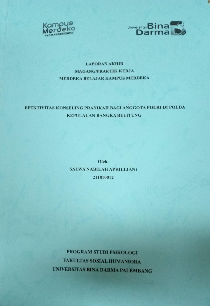 Cover EFEKTIVITAS KONSELING PRANIKAH BAGI ANGGOTA POLRI DI POLDA KEPULAUAN BANGKA BELITUNG / Salwa Nabila Aprilliani