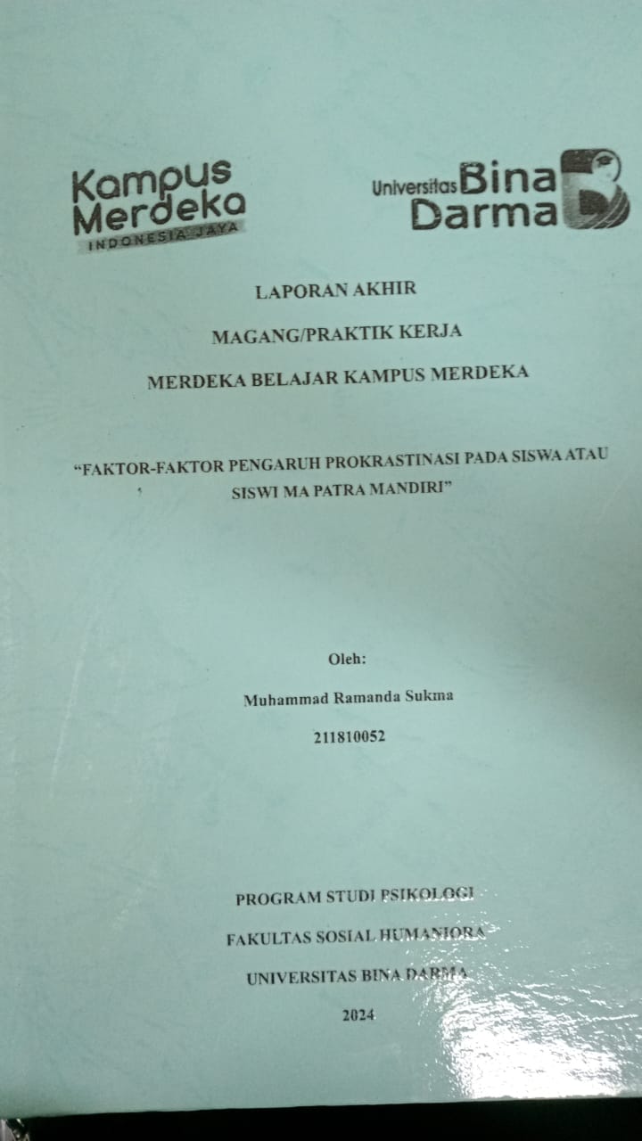 Cover FAKTOR-FAKTOR PENGARUH PROKRASTINASI SISWA ATAU SISWI MA PATRA MANDIRI / Muhammad Ramanda Sukma