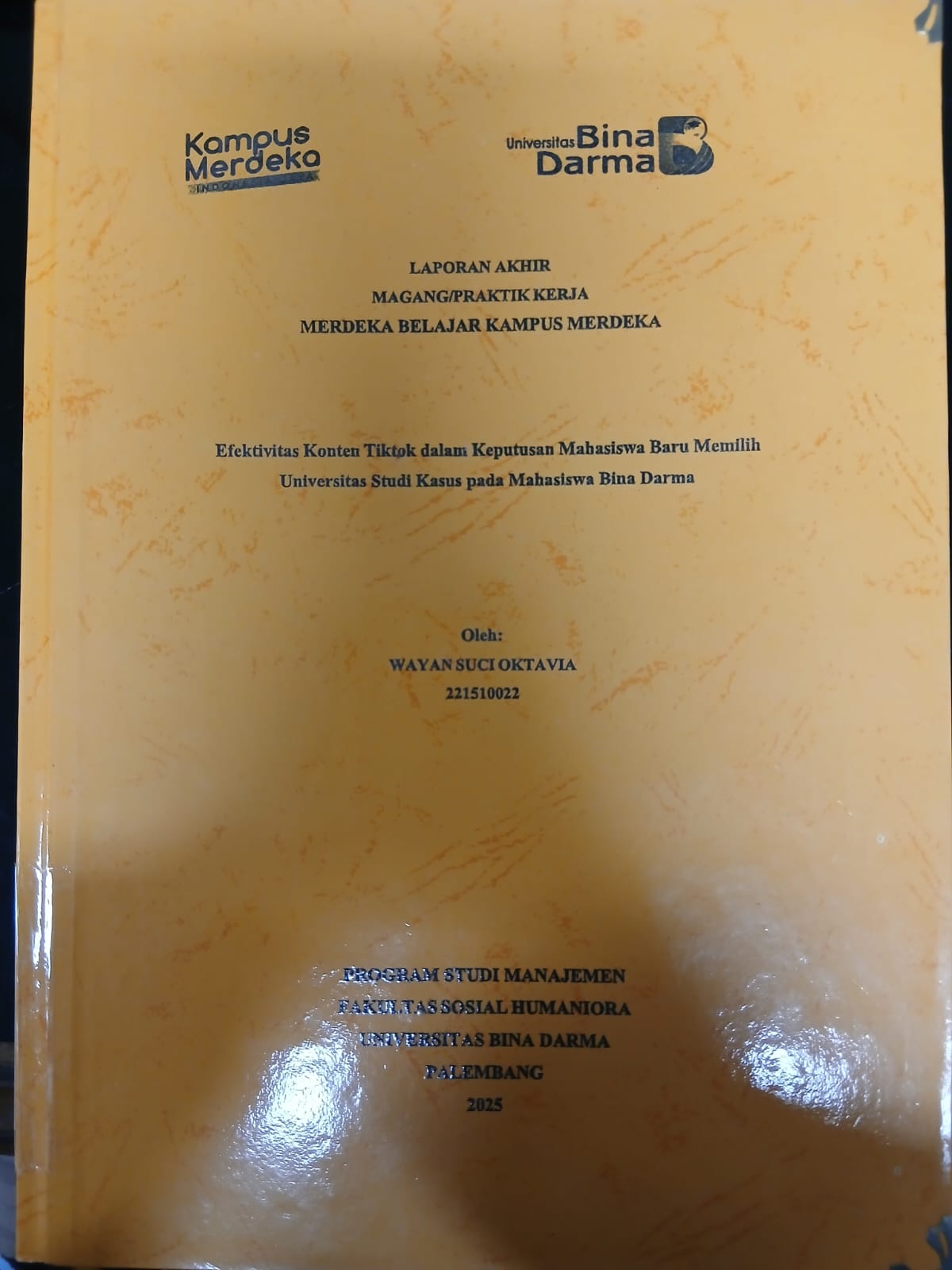 Cover AFEKTIVITAS KONTEN TIKTOK DALAM KEPUTUSAN MAHASISWA BARU MEMILIH UNIVERSITAS STUDI KASUS PADA MAHASISWA BINA DARMA / Wayan Suci Oktavia