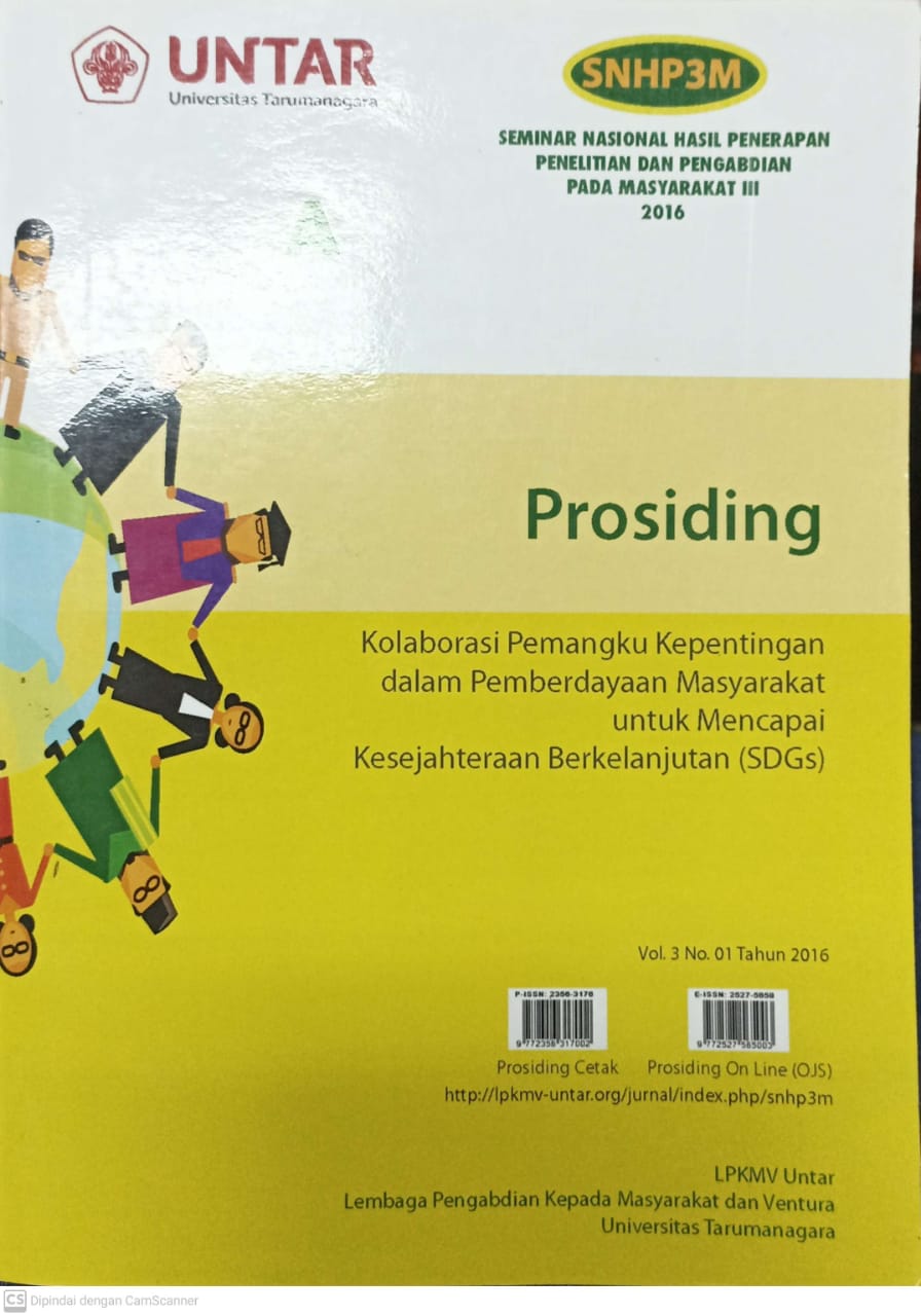 Cover PROSIDING :  Kolaborasi Pemangku Kepentingan dalam Pemberdayaan Masyarakat untuk Mencapai Kesejahteraan Berkelanjutan (SDGs) / Plh. Ketua LPKMV Universitas Tarumanagara