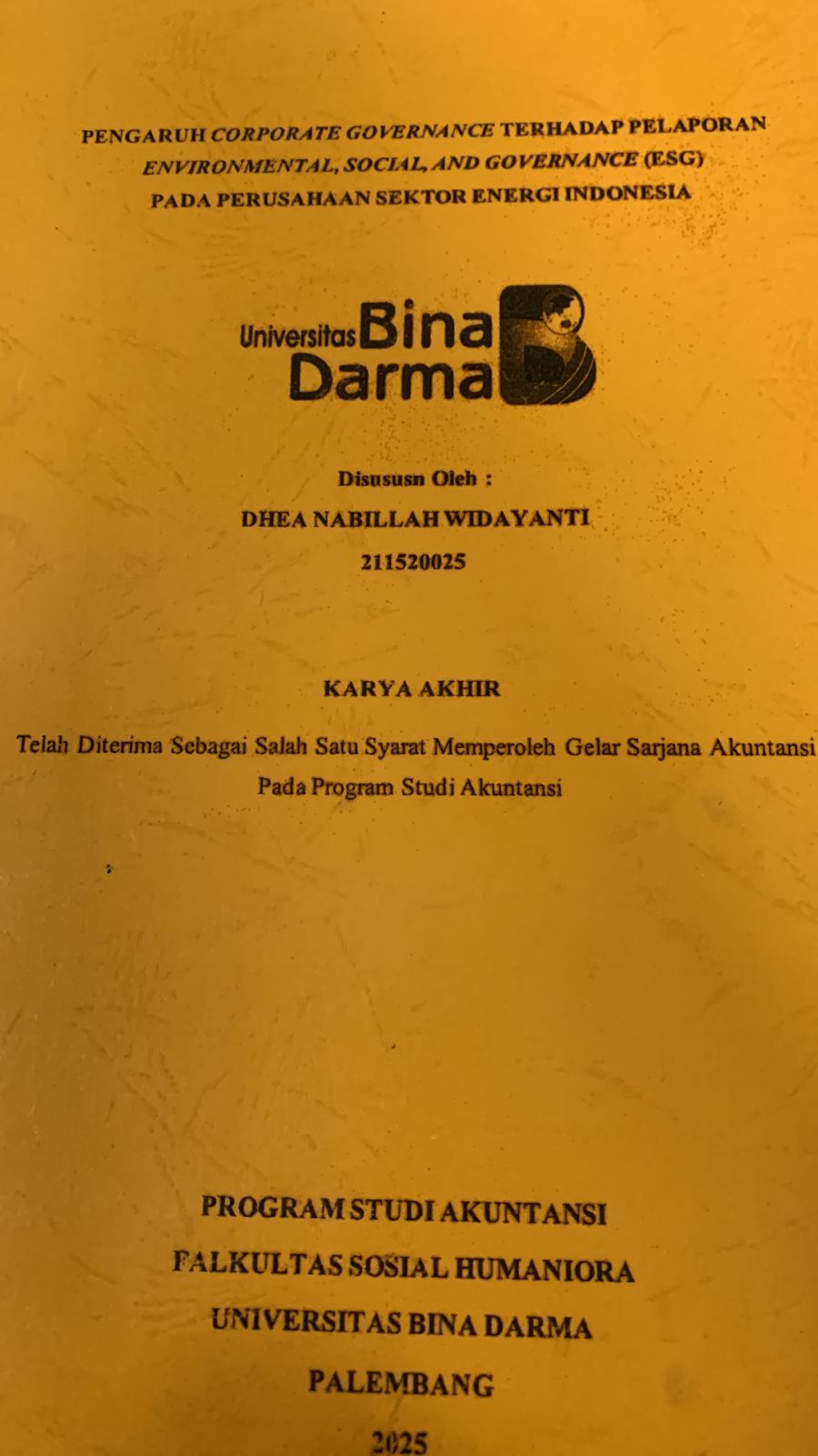 Cover PENGARUH CORPORATE GOVERNANCE TERHADAP PELAPORAN ENVIRONMENTAL, SOCIAL, AND GOVERNANCE (ESG) PADA PERUSAHAAN SEKTOR ENERGI INDONESIA