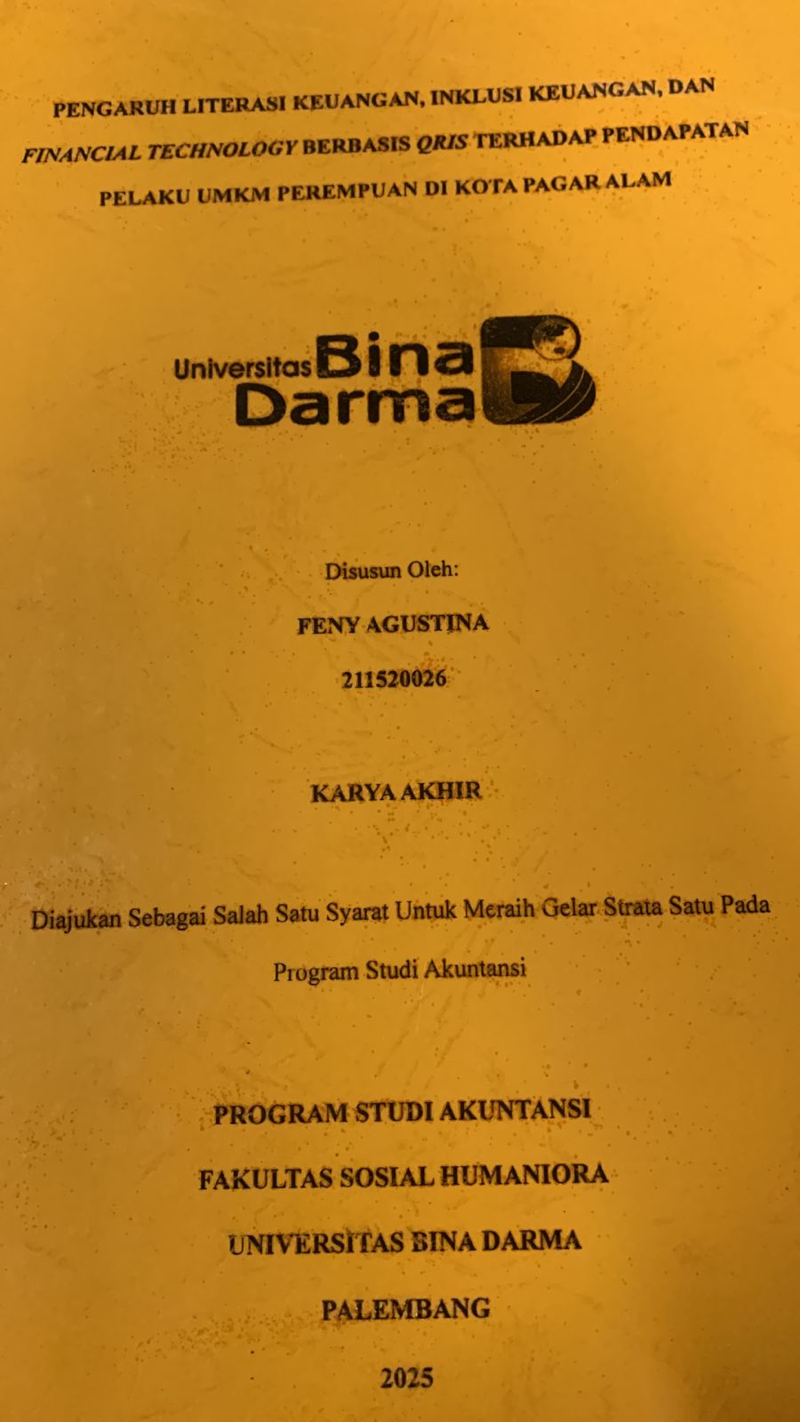Cover PENGARUH LITERASI KEUANGAN, INKLUSI KEUANGAN DAN FINANCIAL TECHNOLOGY BERBASIS QRIS TERHADAP PENDAPATAN PELAKU UMKM PEREMPUAN DI KOTA PALEMBANG