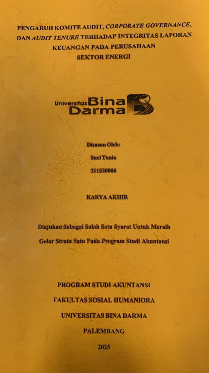 Cover PENGARUH KOMITE AUDIT. CORPORATE GOVERNANCE DAN AUDIT TENURE TERHADAP INTEGRITAS LAPORAN KEUANGAN PADA PERUSAHAAN SEKTOR ENERGI