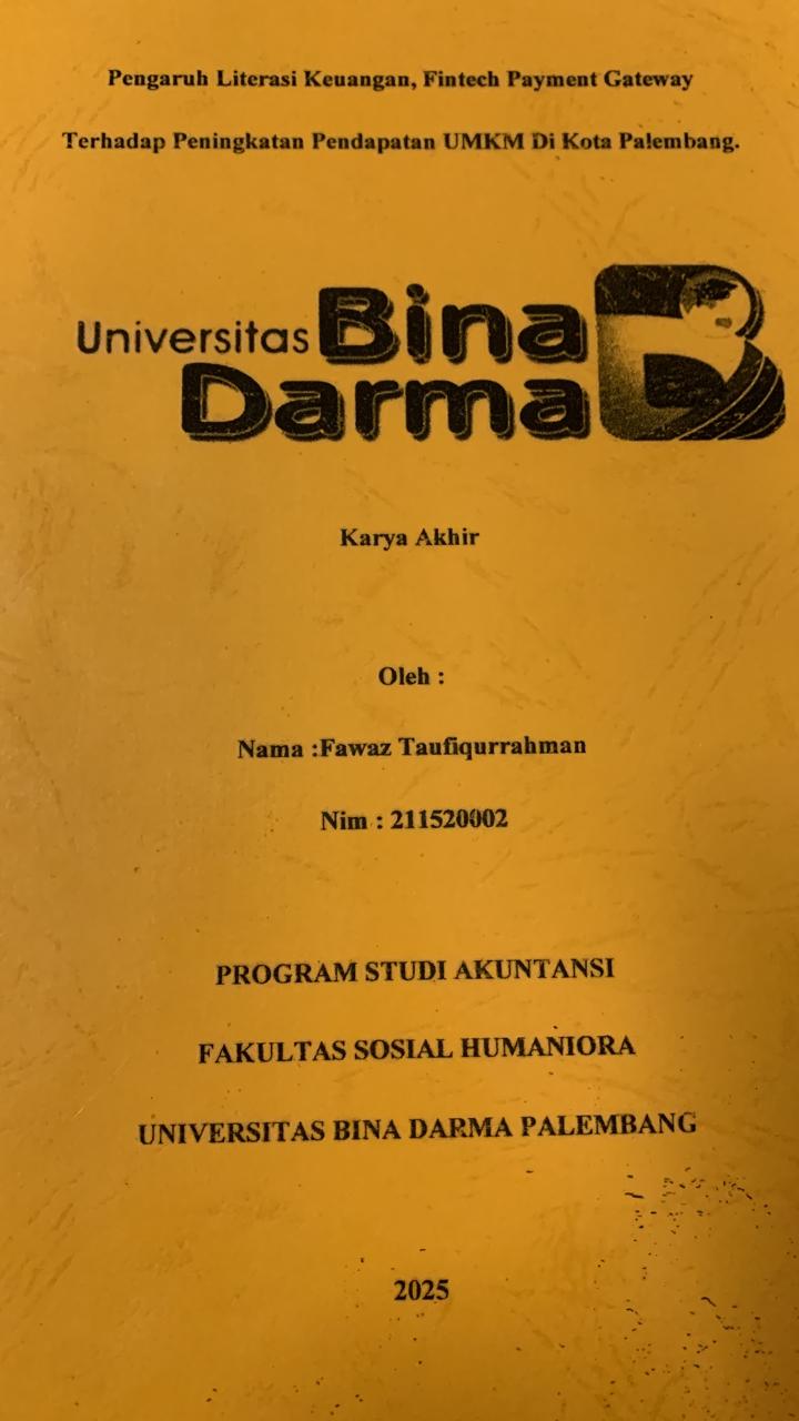 Cover PENGARUH LITERASI KEUANGAN, FINTECH PAYMENT GATEWAY TERHADAP PENINGKATAN PENDAPATAN UMKM DI KOTA PALEMBANG