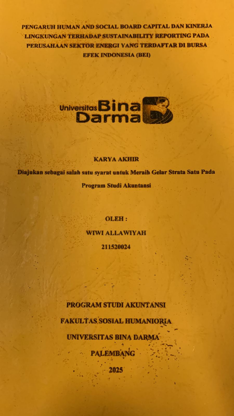 Cover PENGARUH HUMAN AND SOCIAL BOARD CAPITAL DAN KINERJA LINGKUNGAN TERHADAP SUSTAINABILITY6 REPORTING PADA PERUSAHAAN SEKTOR ENERGI YANG TERDAFTAR DI BURSA EFEK INDONESIA (BEI)