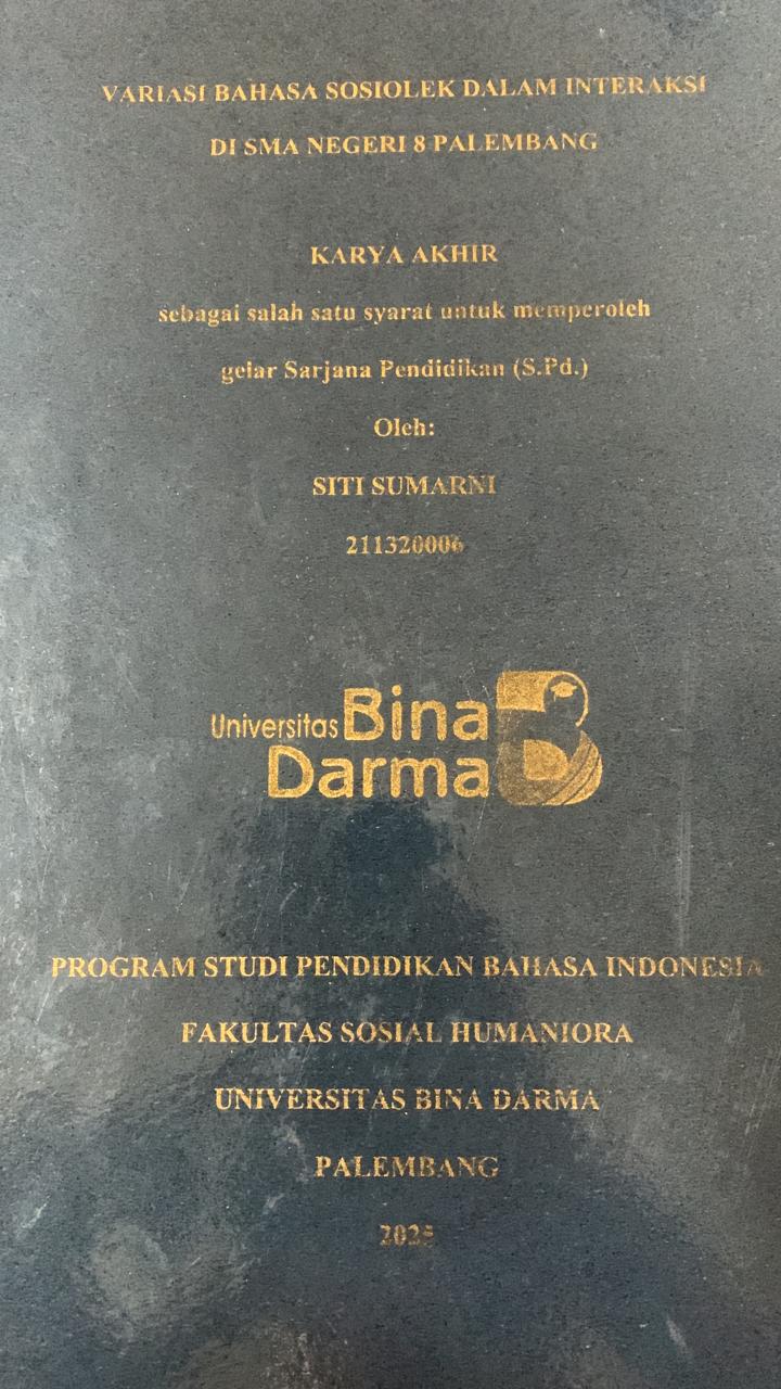 Cover VARIASI BAHASA SOSIOLEK DALAM INTERAKSI DI SMA N 8 PALEMBANG