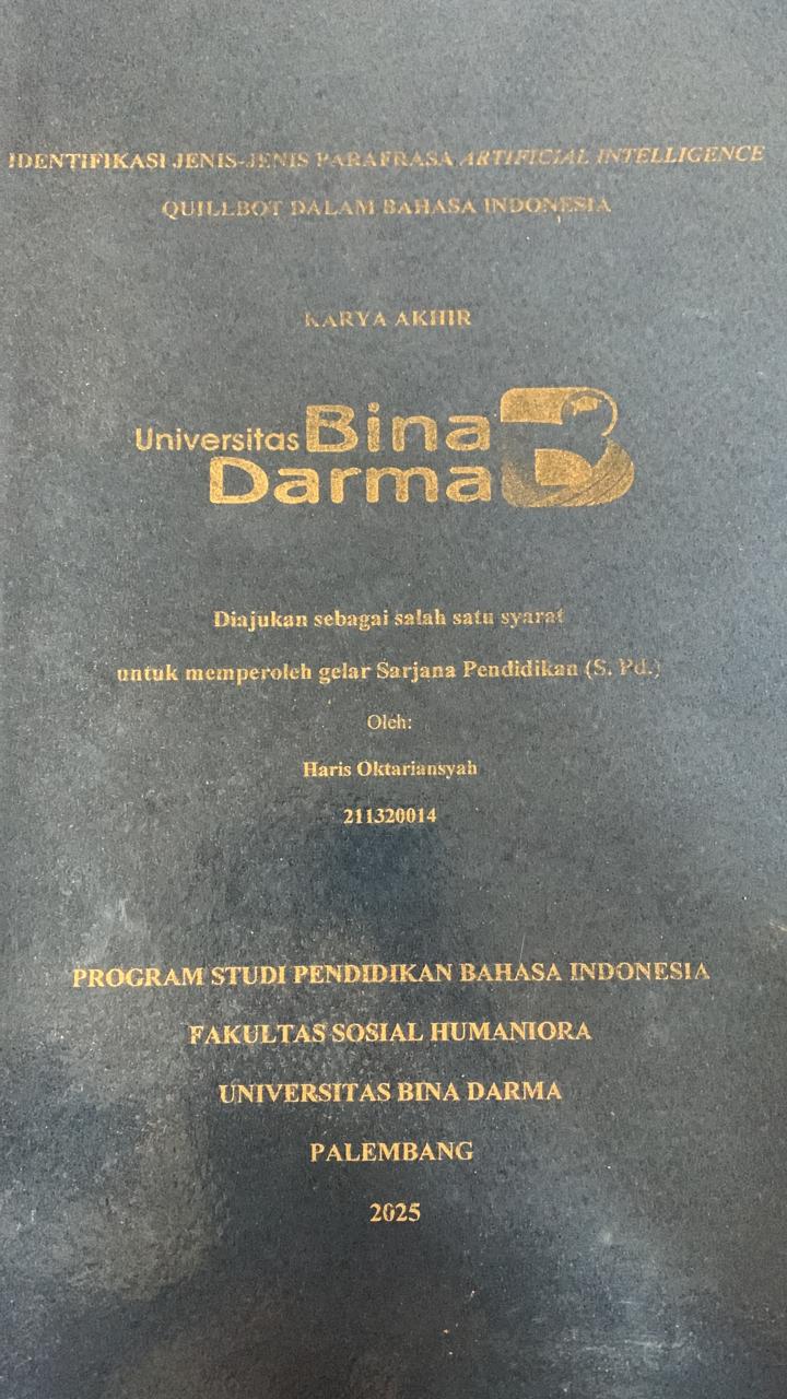 Cover IDENTIFIKASI JENIS-JENIS PARAFRASE ARTIFICIAL ANTELLIGENCE QUILLBOT DALAM BAHASA INDONESIA