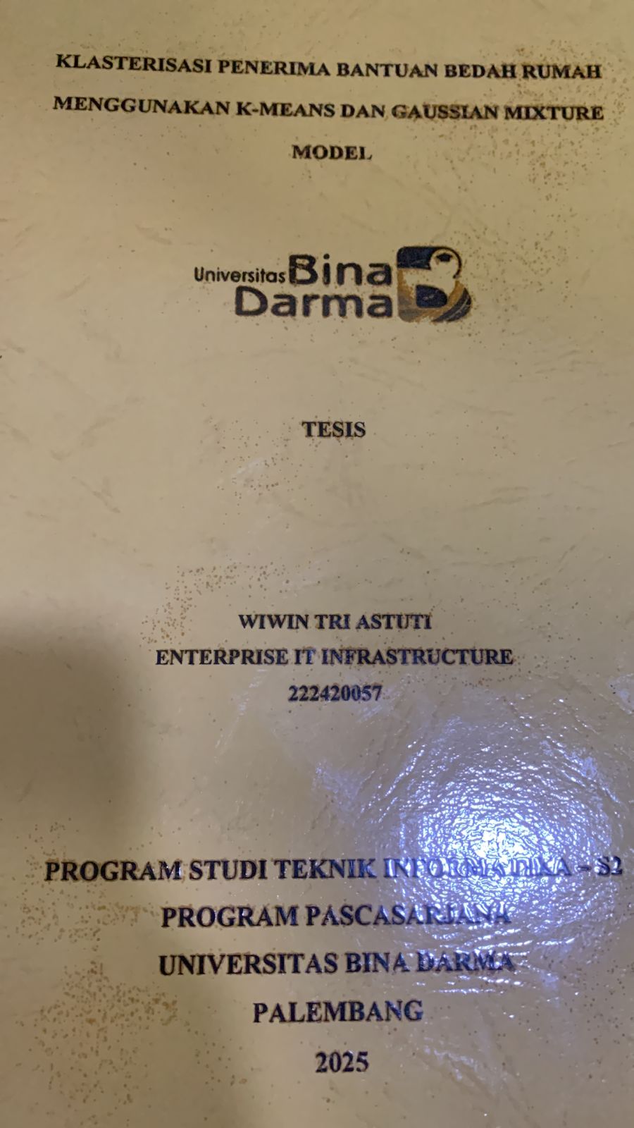Cover KLASTERIASI PENERIMA BANTUAN BEDAH RUMAH MENGGUNAKAN K-MEANS DAN GAUSSIAN MIXTURE MODEL