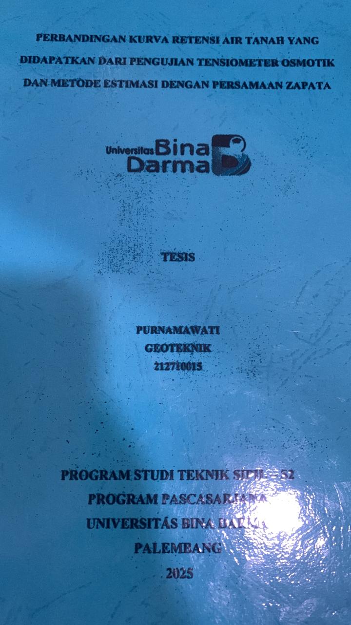 Cover PERBANDINGAN KURVA RETENSI AIR TANAH YANG DIDAPATKAN DARI PENGUJIAN TENSIOMETER OSMOTIK DAN METODE ESTIMASI DENGAN PERSAMAAN ZAPATA