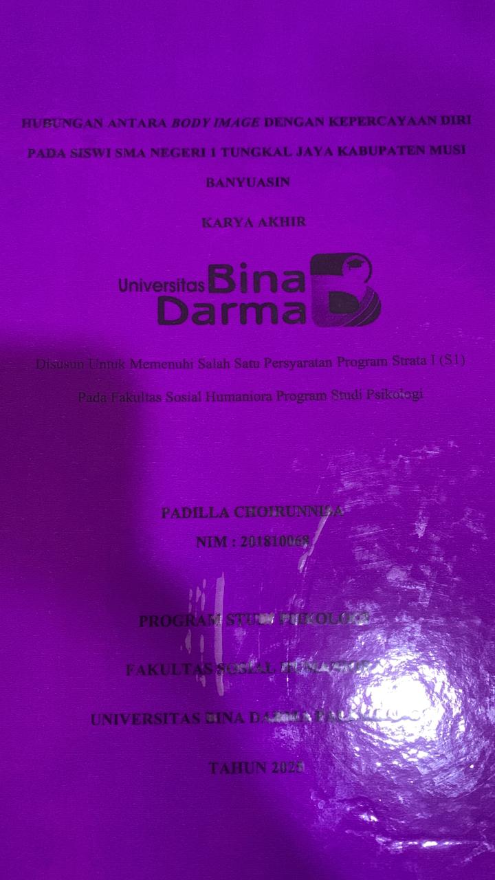 Cover HUBUNGAN ANTARA BODY IMAGE DENGAN KEPERCAYAAN DIRI PADA SISWA SMA N 1 TUNGKAL JAYA KABUPATEN MUSI BANYUASIN