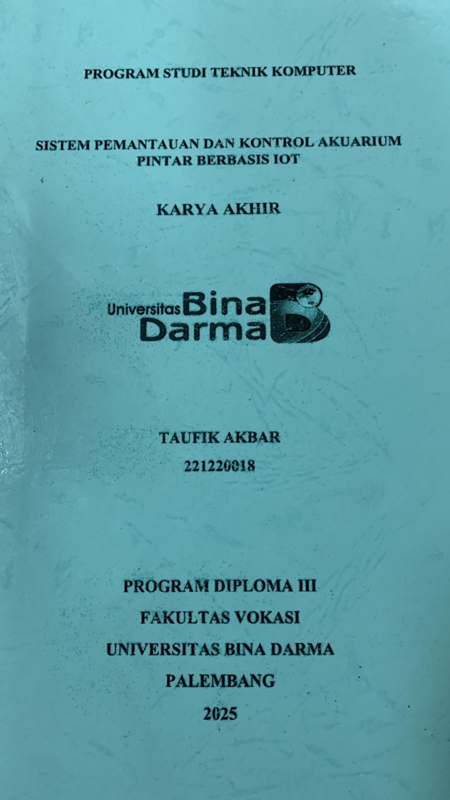 Cover SISTEM PEMANTAUAN DAN KONTROL AKUARIUM PINTAR BERBASIS IOT