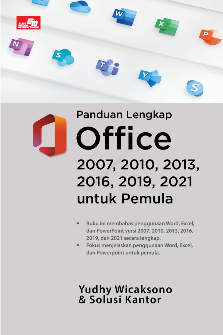 Cover Panduan Lengkap Office 2007, 2010, 2013, 2016, 2019, 2021 untuk pemula