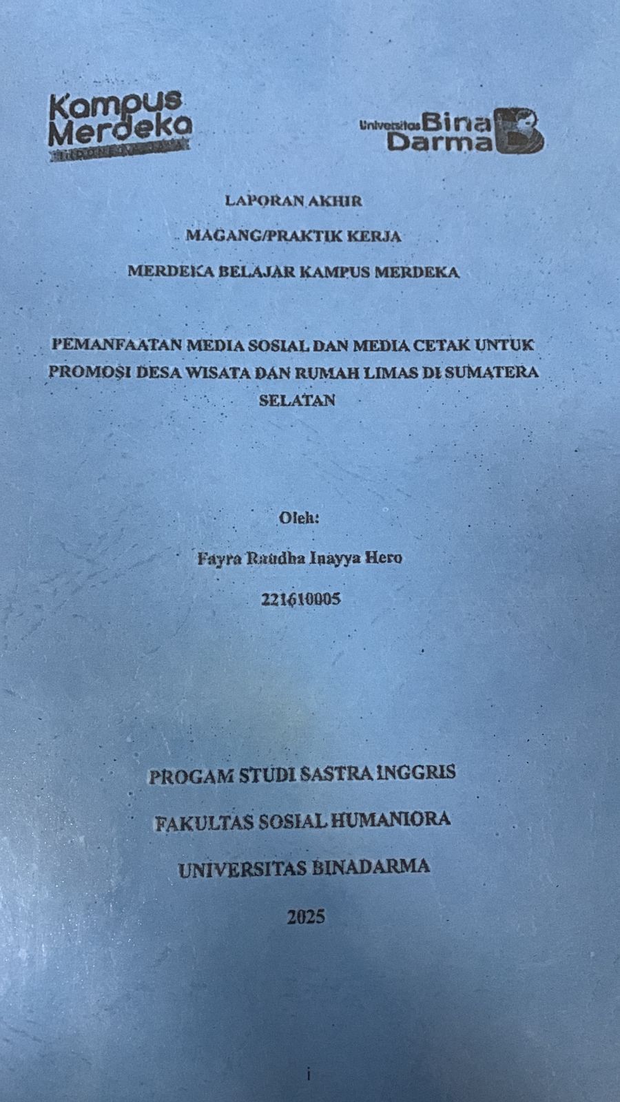 Cover Pemanfaatan media sosial dan media cetak untuk promosi desa wisata dan rumah limas di sumatera selatan