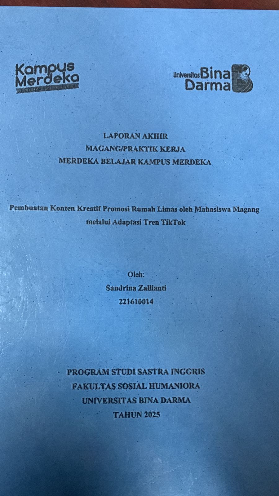 Cover Pembuatan konten kreatif promosi rumah limas oleh mahasiswa magang melalui adaptasi tren tiktok