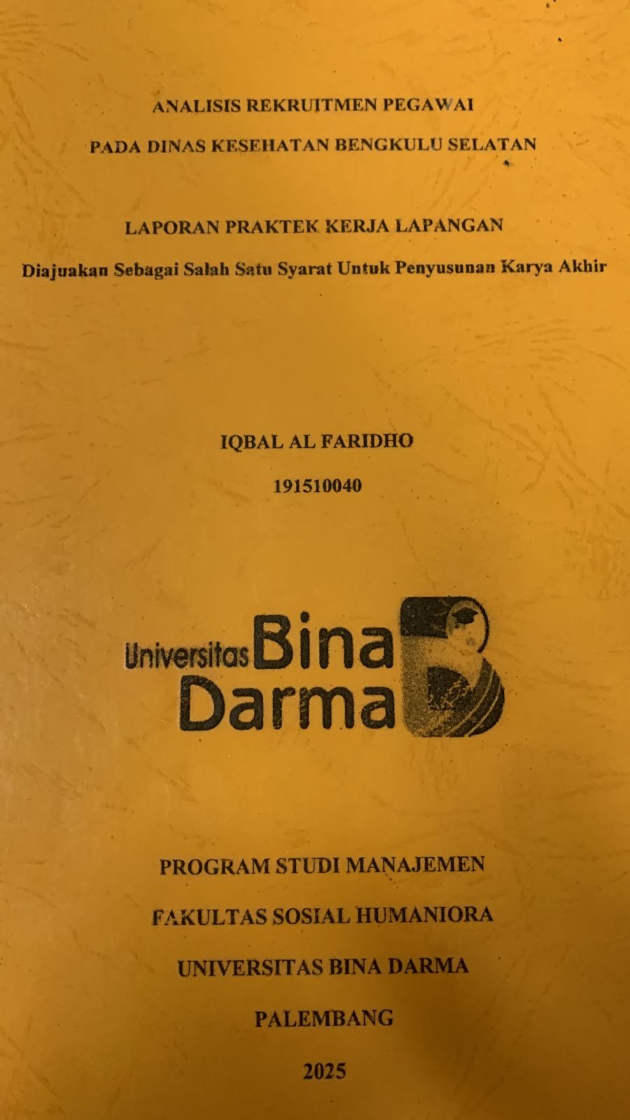 Cover Analisis rekrutmen pegawai pada dinas kesehatan bengkulu selatan