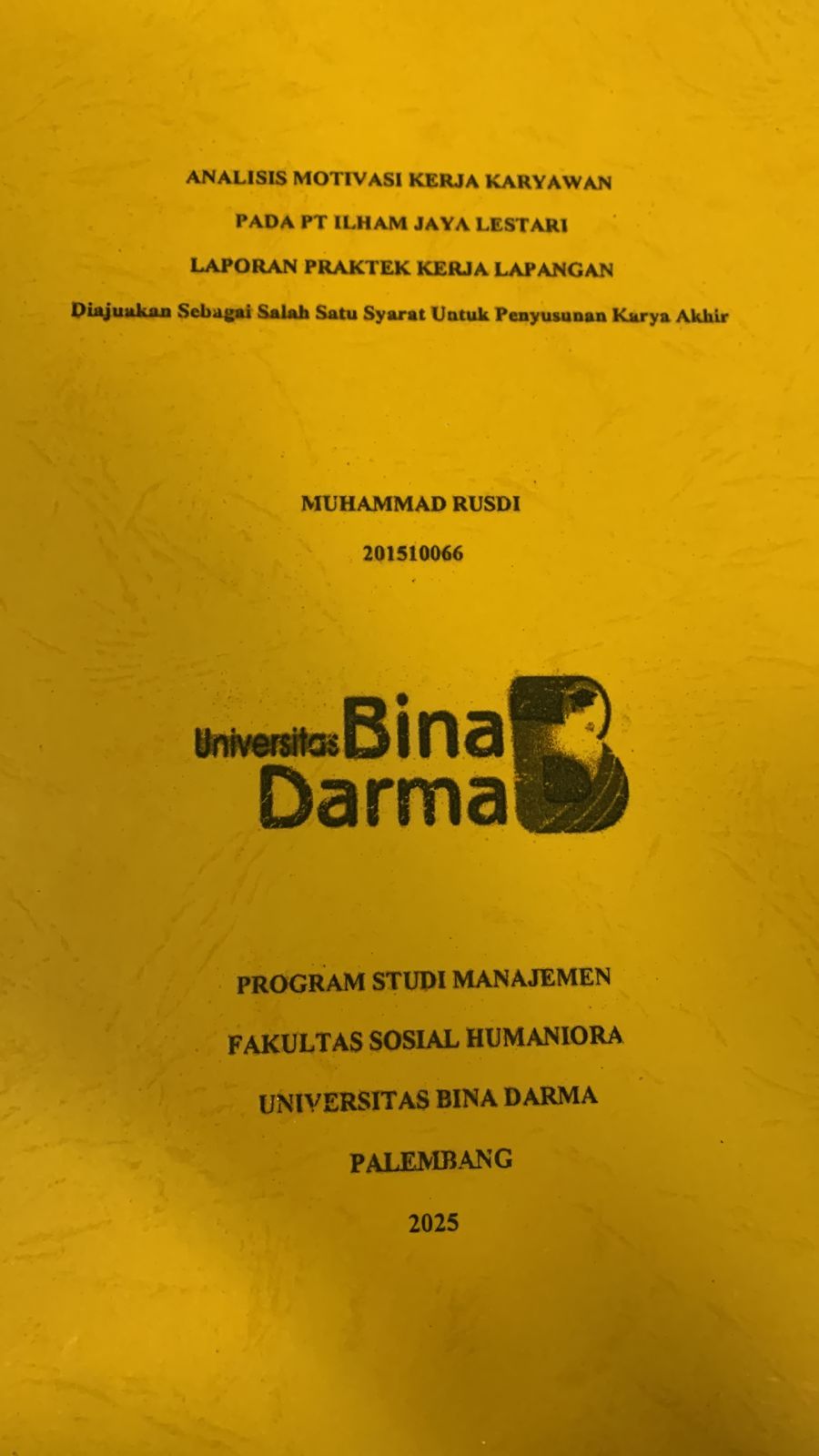 Cover Analisis motivasi kerja karyawan pada PT.Ilham Jaya Lestari