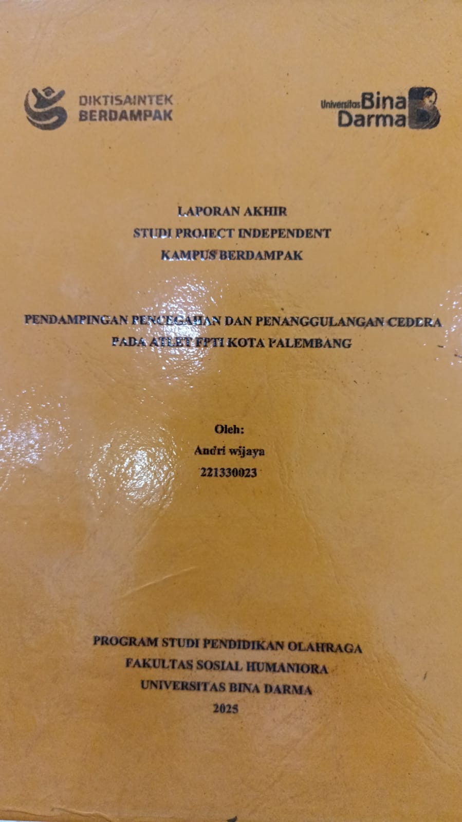 Cover Pendampingan pencegahan dan penanggulangan cedera pada atlet FPTI kota Palembang