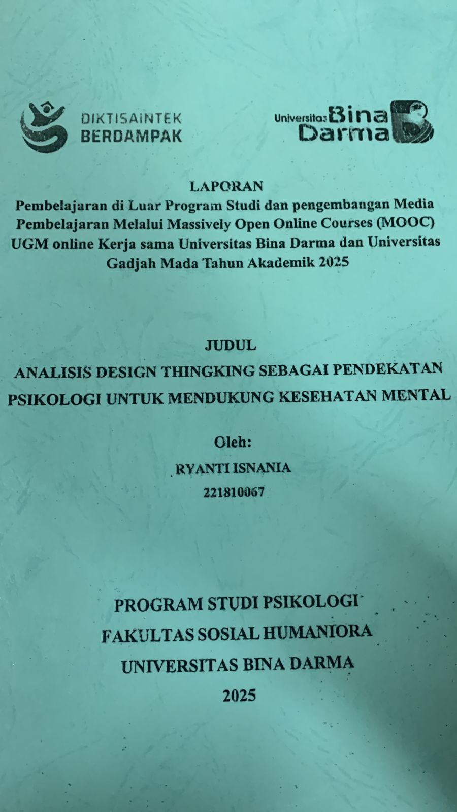 Cover Analisis Design Thinking Sebagai Pendekatan Psikologi Untuk Mendukung Kesehatan Mental