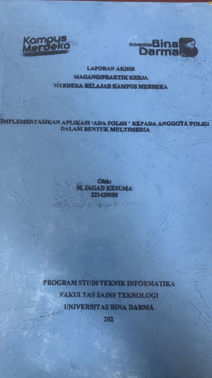 Cover Implementasikan Aplikasi "Ada Polisi" Kepada Anggota Polisi Dalam Bentuk Multimedia