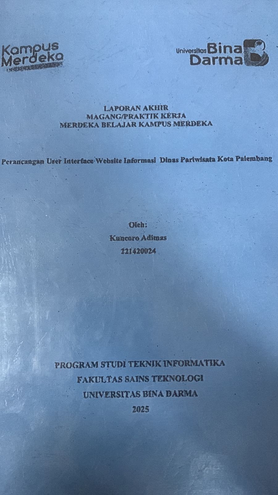 Cover Perancangan User Interface Website Informasi Dinas Pariwisata Kota Palembang