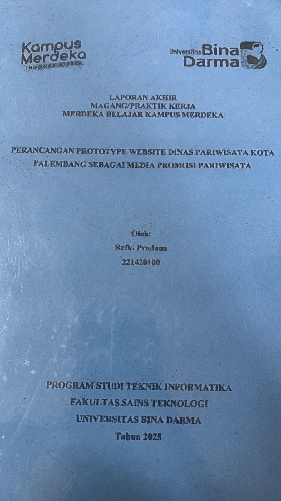 Cover Rancangan Prototype Websie Dinas Pariwisata Kota Palembang Sebagai Media Promosi Pariwisata
