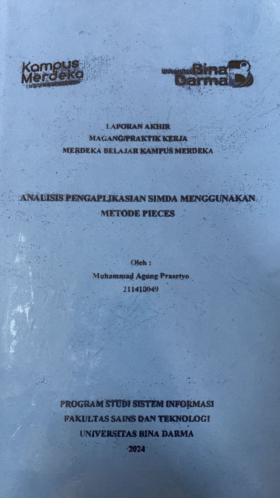 Cover Analisis Pengaplikasian SIMDA Menggunakan Metode PIECES