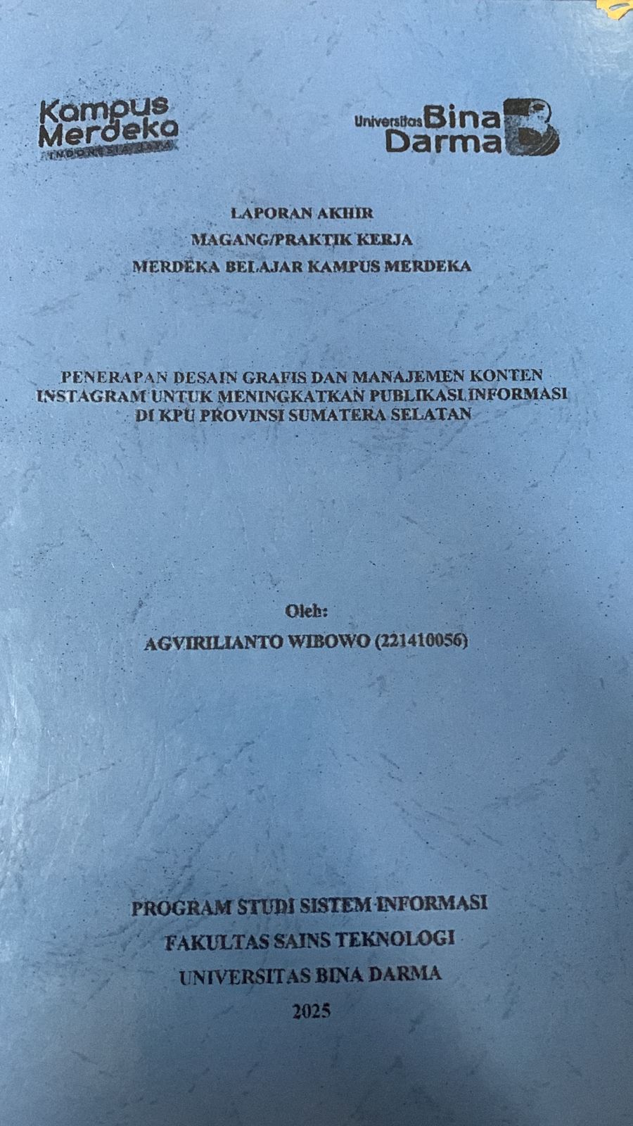 Cover Penerapan Desain Grafis dan Manajemen Konten Instagram Untuk Meningkatkan Publikasi Informasi Di KPU Provinsi Sumatera Selatan