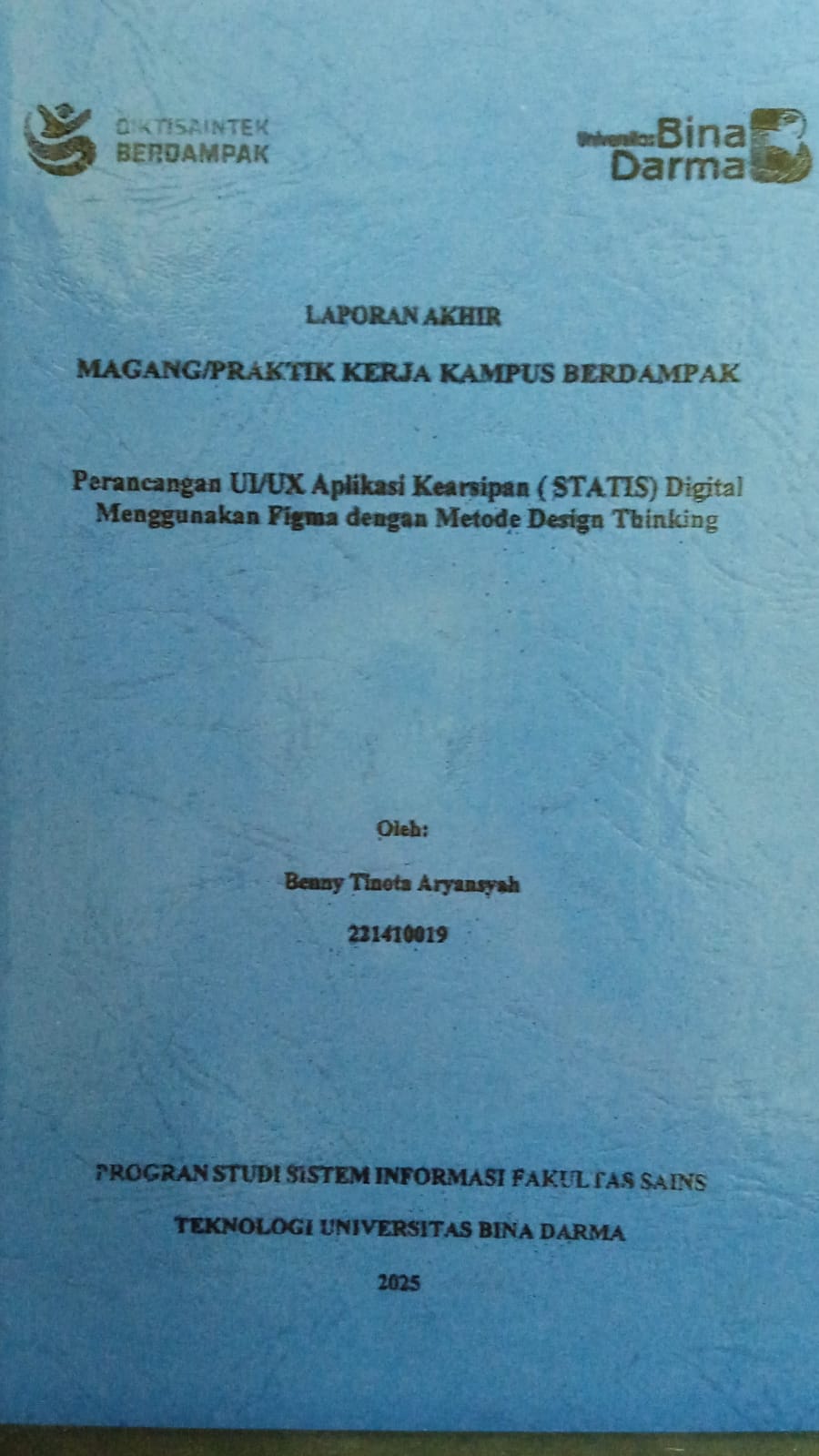 Cover Perancangan UI/UX Aplikasi Kearsipan (STATIS) Digital Menggunakan Figma dengan Metode Design Thinking