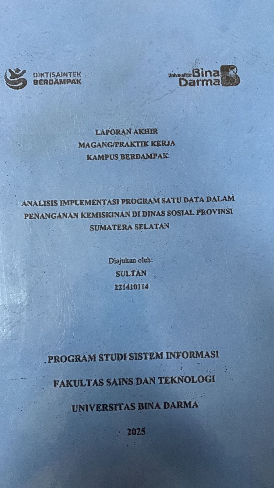 Cover Analisis Implementasi Program Satu Data Dalam Penanganan Kemiskinan Di Dinas Sosial Provinsi Sumatera Selatan