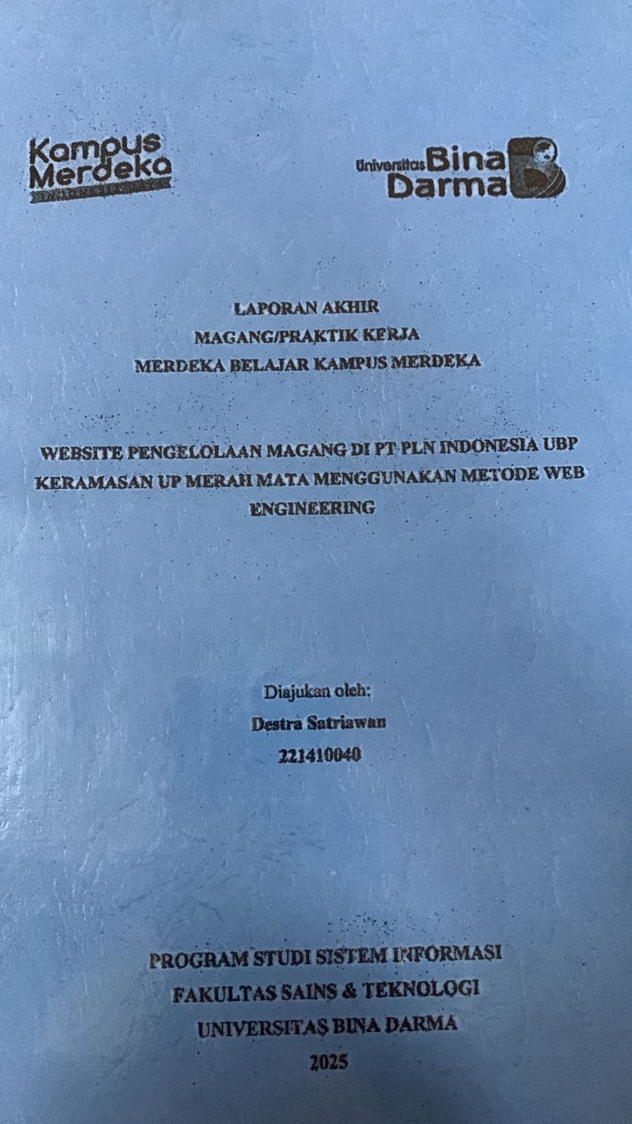 Cover Website Pengelolaan Magang Di PT PLN Indonesia UBP Keramasan UP Merah Mata Menggunakan Metode Web Engineering