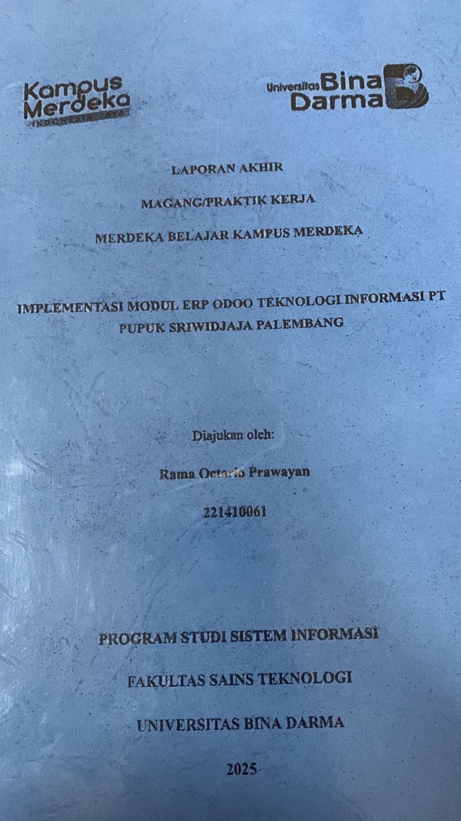 Cover Implementasi Modul ERP ODOO Teknologi Informasi PT Pupuk Sriwidjaja Palembang