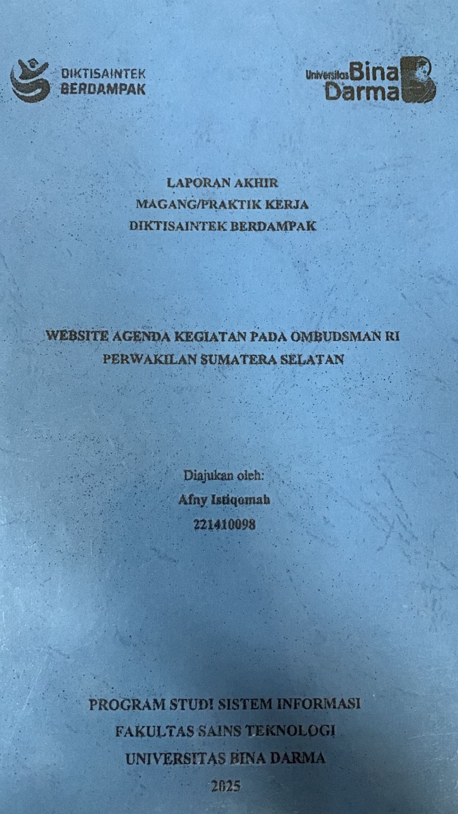 Cover Website Agenda Kegiatan Pada Ambudsman RI Perwakilan Sumatera Selatan