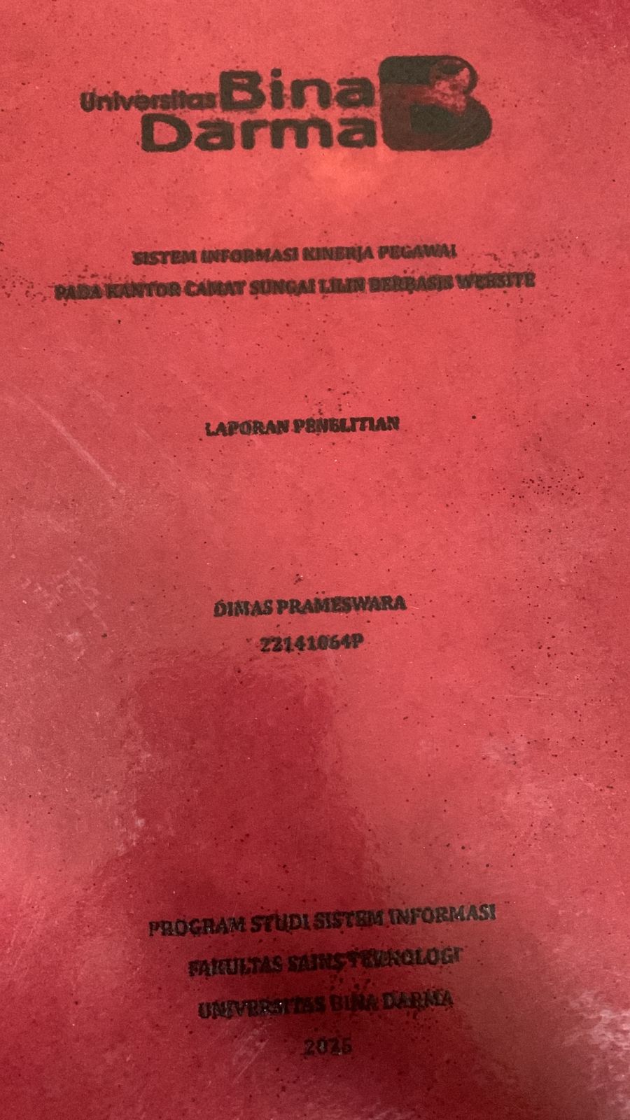 Cover Sistem informasi kinerja pegawai pada kantor camat sungai lilin berbasis website