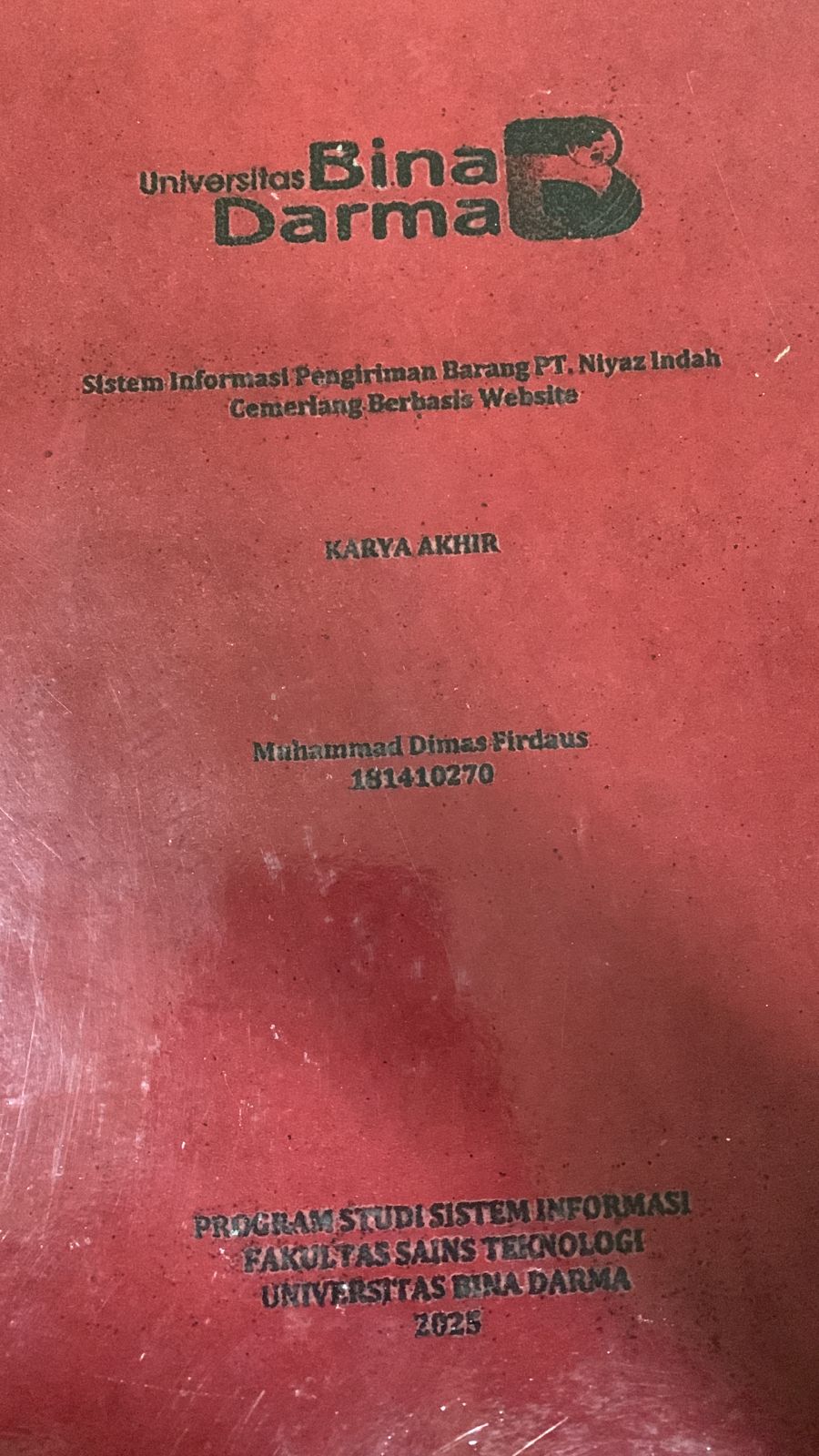 Cover Sistem informasi pengiriman barang PT.Niyaz Indah Cemerlang berbasis website
