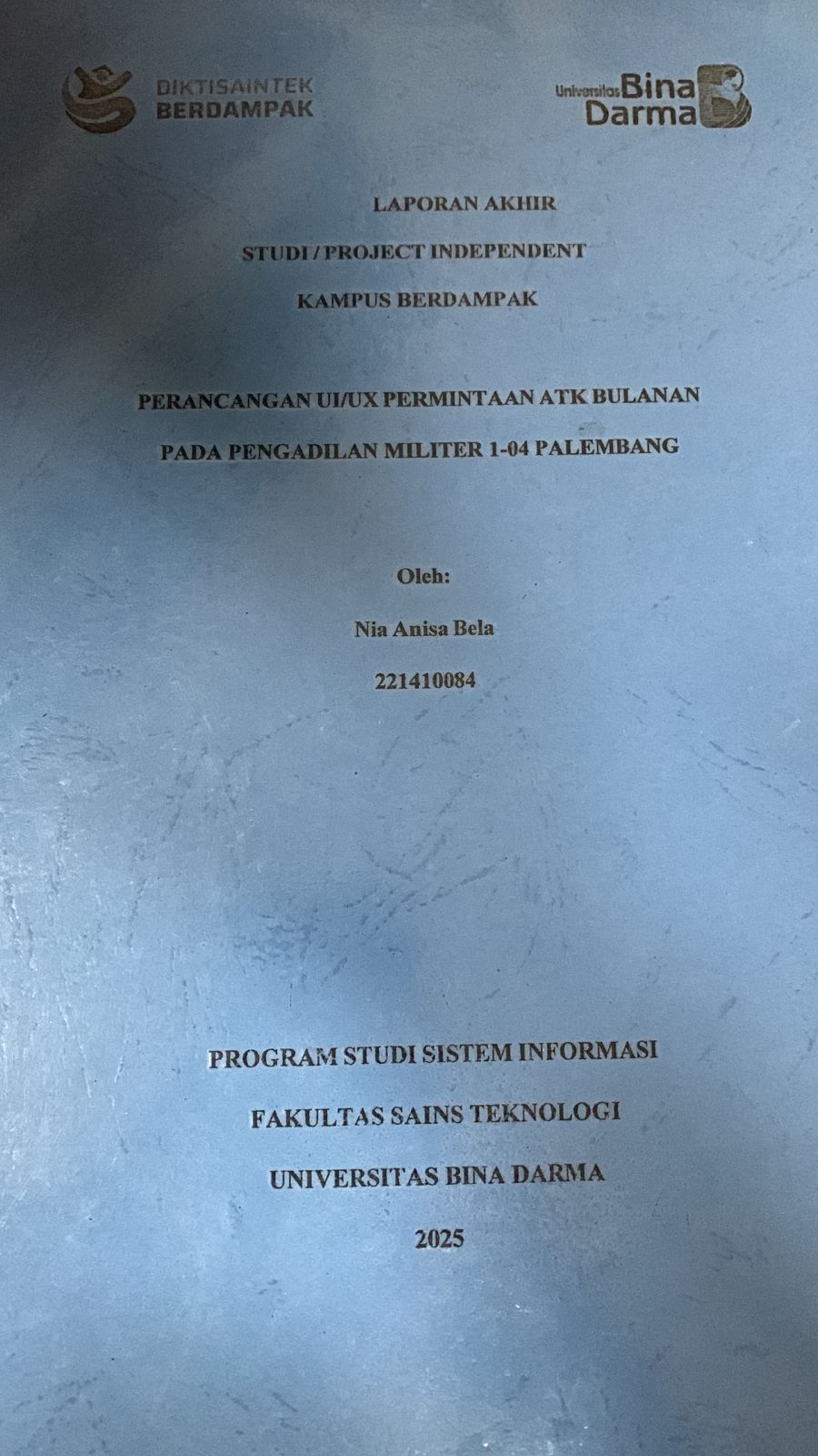 Cover Perancangan UI/UX Permintaan ATK Bulanan Pada Pengadilan Militer 1-04 Palembang