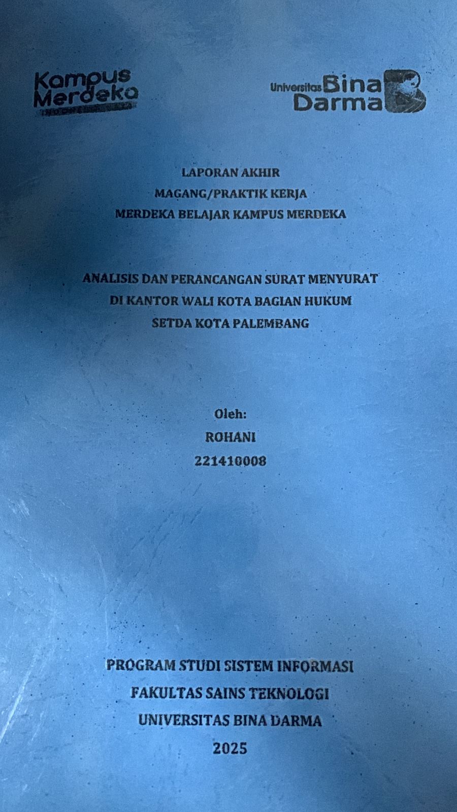 Cover Analisis dan Perancangan Surat Menyurat Di Kantor Wali Kota Bagian Hukum Setda Kota Palembang