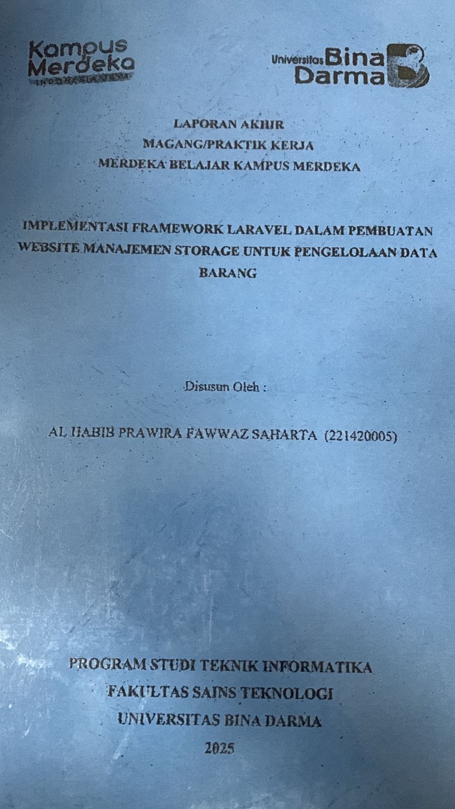 Cover Implementasi Framework Laravel Dalam Pembuatan Website Manajemen Storage Untuk Pengelolaan Data Barang