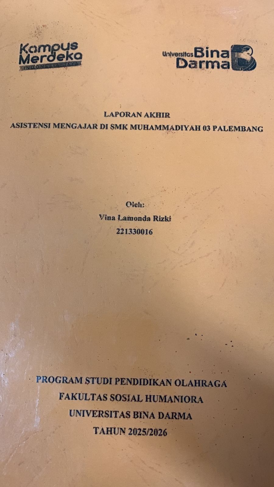Cover Laporan Asistensi Mengajar Di SMK Muhammadiyah 03 Palembang