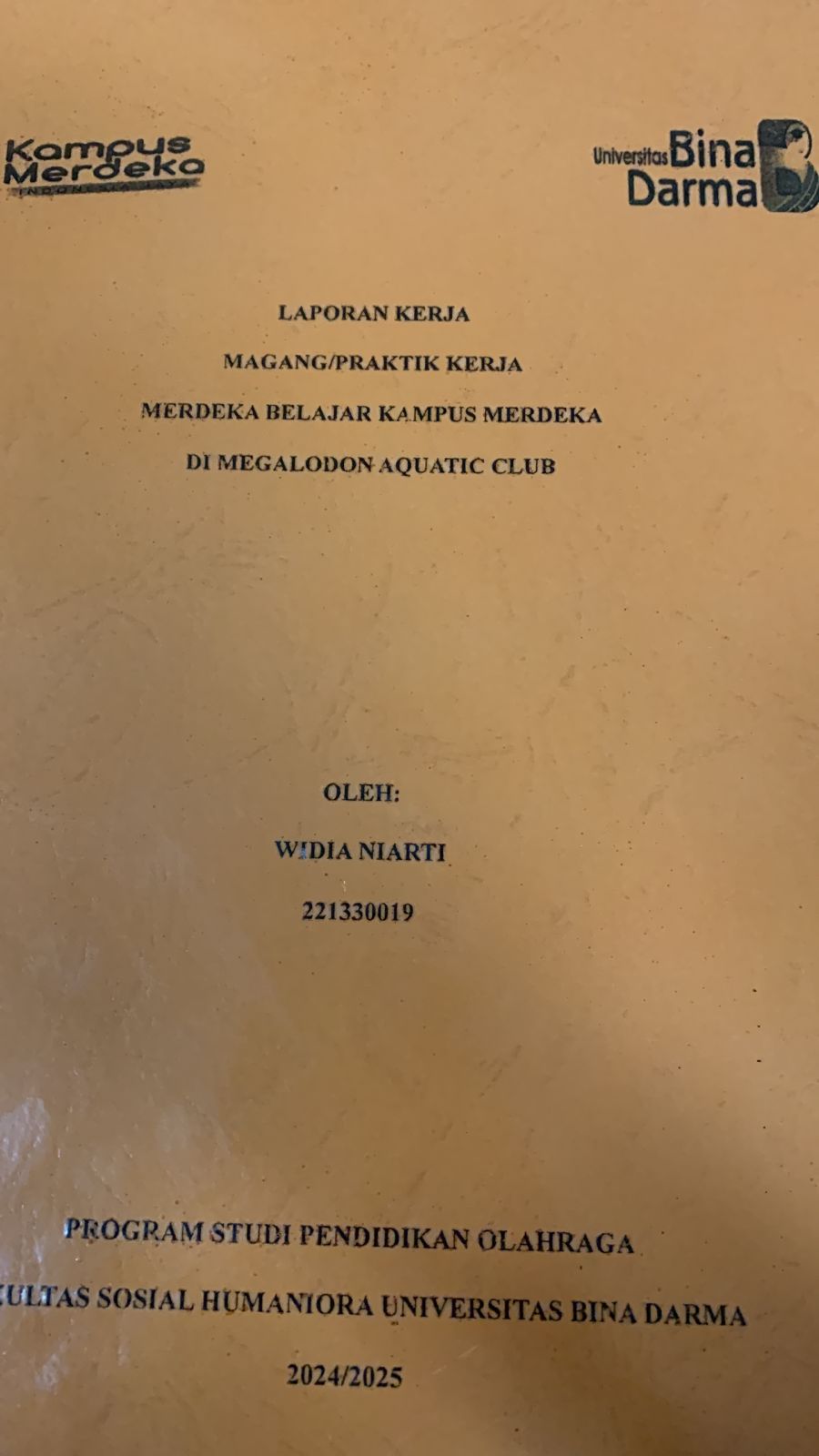 Cover Laporan Kerja Magang Di Megalodon Aquatik Klub