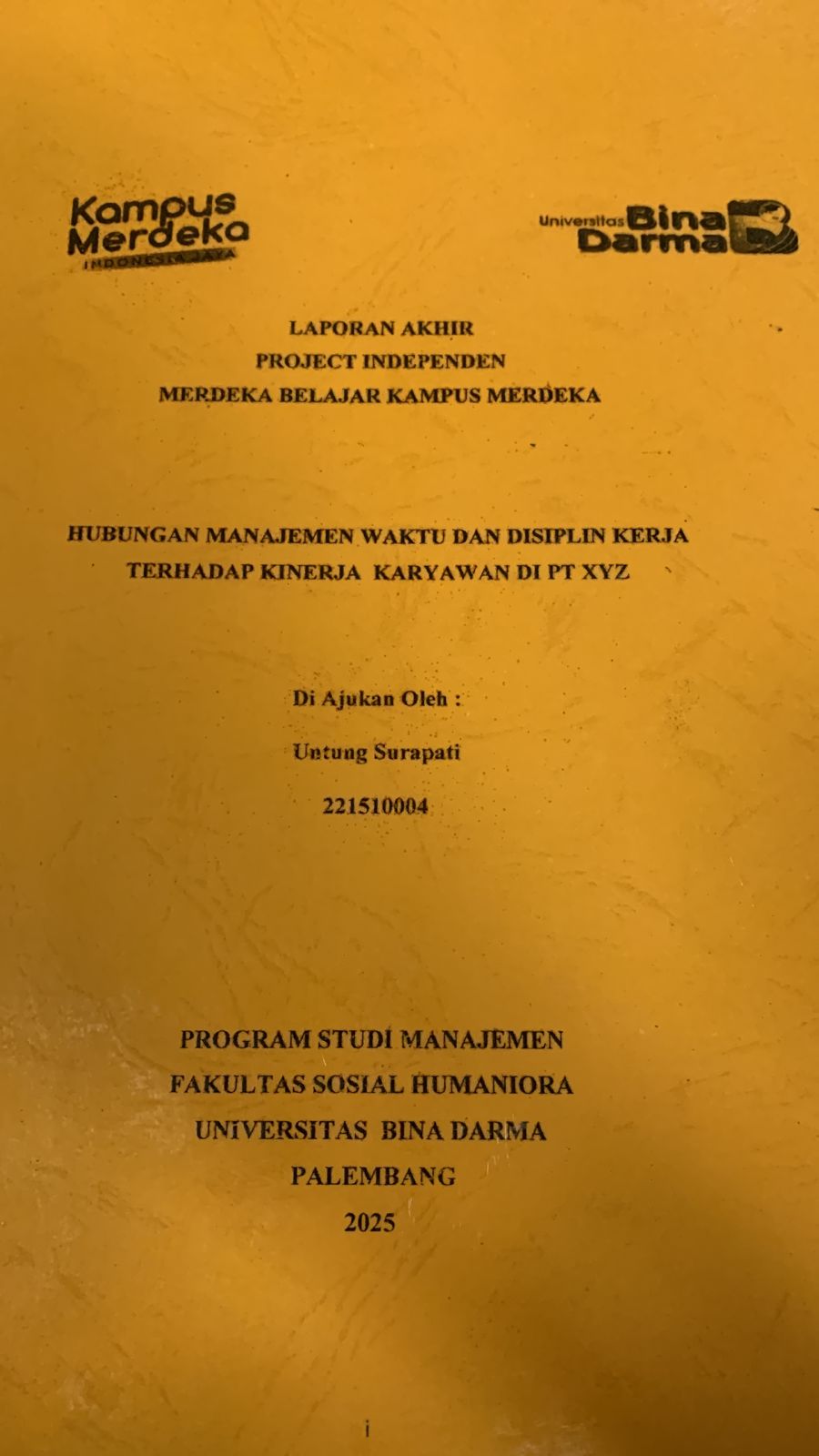 Cover Hubungan Manajemen Waktu dan Disiplin Kerja Terhadap Kinerja Karyawan di PT XYZ