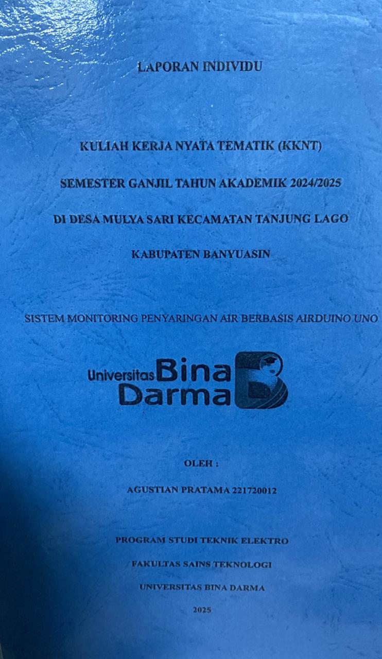 Cover SISTEM MONITORING PENYARINGAN AIR BERBASIS AIRDUINO UNO / AGUSTIAN PRATAMA