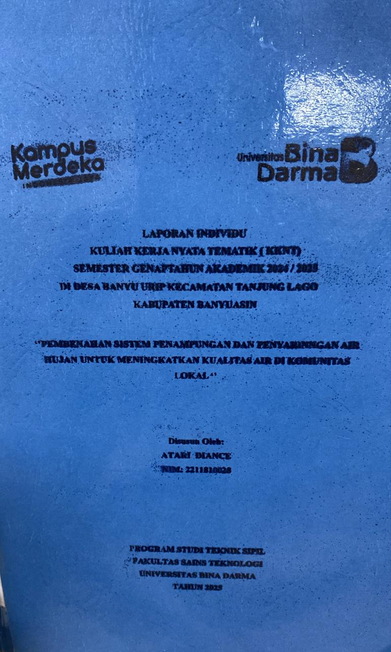 Cover "PEMBENAHAN SISTEM PENAMPUNGAN DAN PENYARINNGAN AIR HUJAN UNTUK MENINGKATKAN KUALITAS AIR DI KOMUNITAS  LOKAL" / ATARI DIANCE
