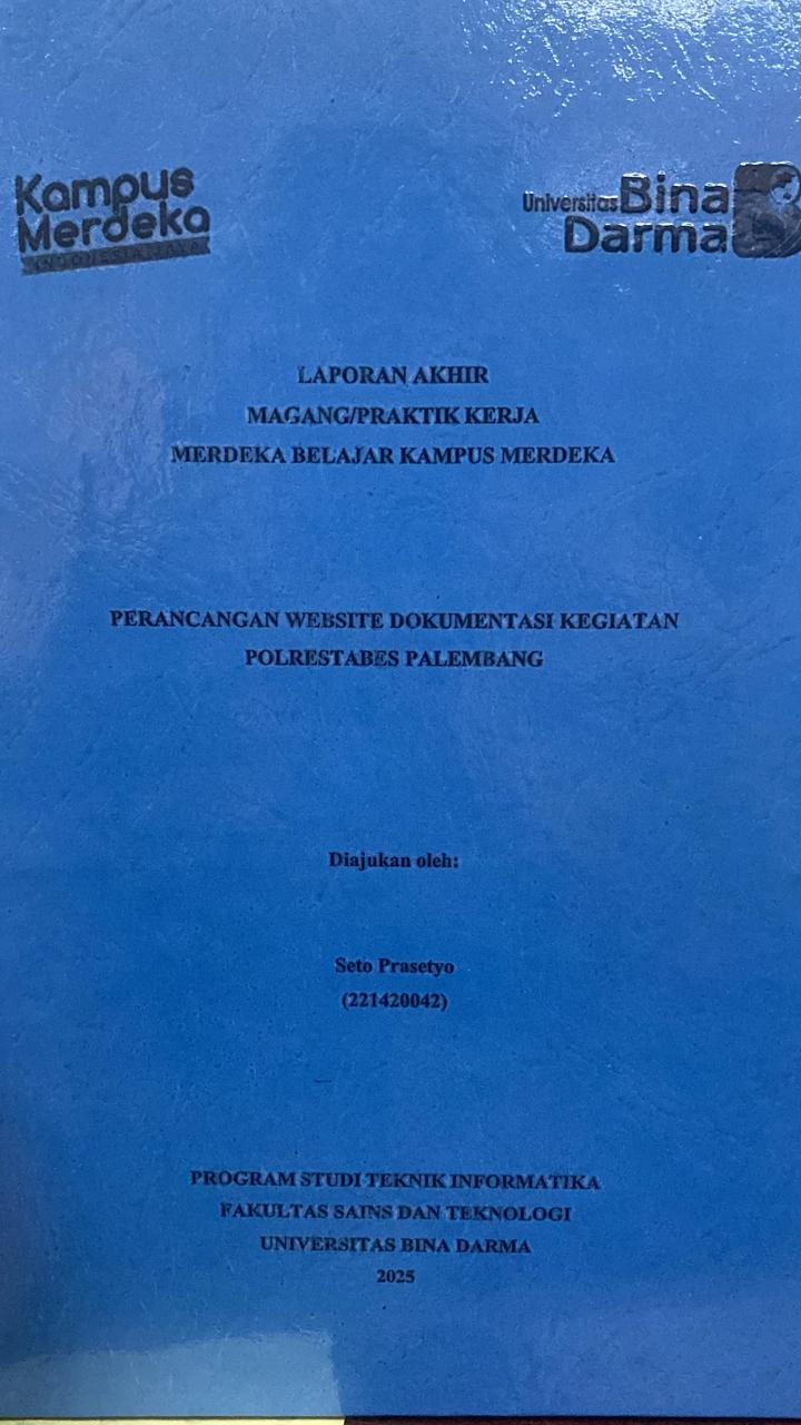 Cover PERANCANGAN WEBSITE DOKUMENTASI KEGIATAN  POLRESTABES PALEMBANG / Seto Prasetyo