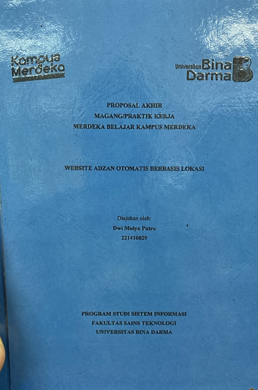 Cover WEBSITE ADZAN OTOMATIS BERBASIS LOKASI / Dwi Mulya Putra