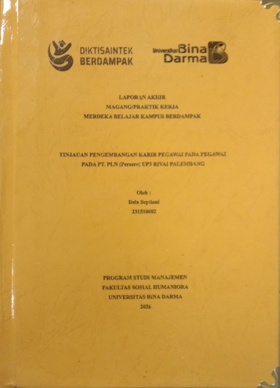 Cover TINJAUAN PENGEMBANGAN KARIR PEGAWAI PADA PEGAWAI  PADA PT. PLN (Persero) UP3 RIVAI PALEMBANG / Dela Septiani