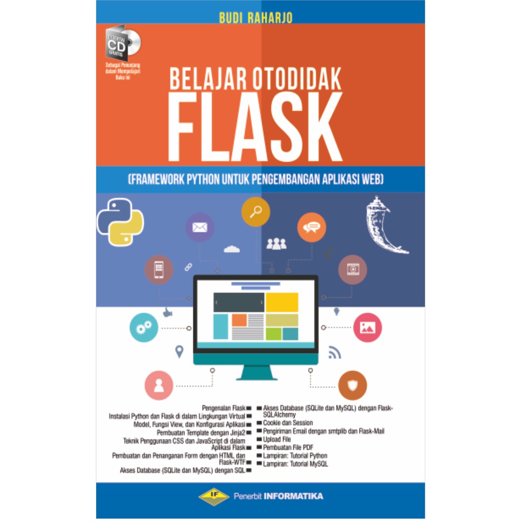 Cover BELAJAR OTODIDAK FLASK :  [framework python untuk pengembangan aplikasi web] / Budi Raharjo