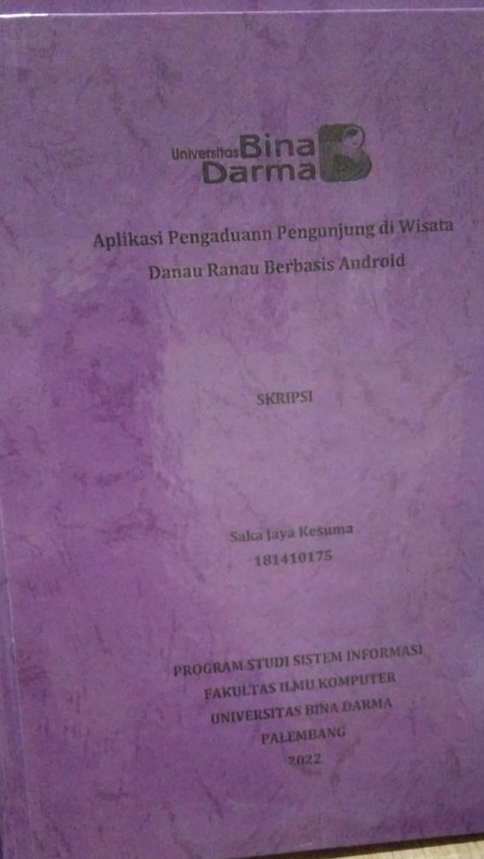 Cover Aplikasi Pengaduan Pengunjung di Wisata Danau Ranau Berbasis Android / Saka Jaya Kesuma