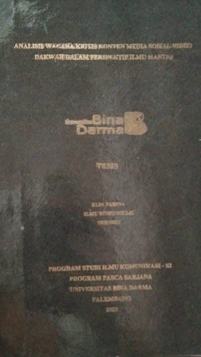 Cover ANALISIS WACANA KRITIS KONTEN MEDIA SOSIAL VIDEO DAKWAH DALAM PERSPEKTIF ILMU MANTIQ / ELIN PARINA